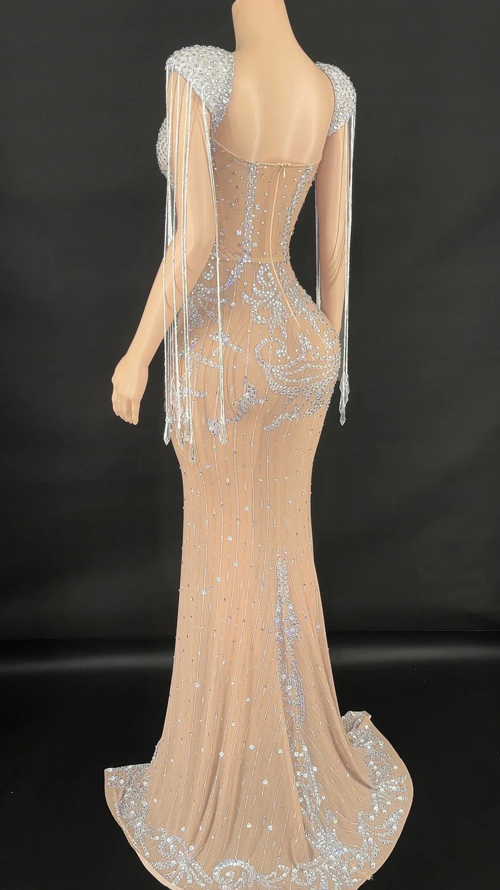 Rhinestones Crystal  Sequin party evening gown dress