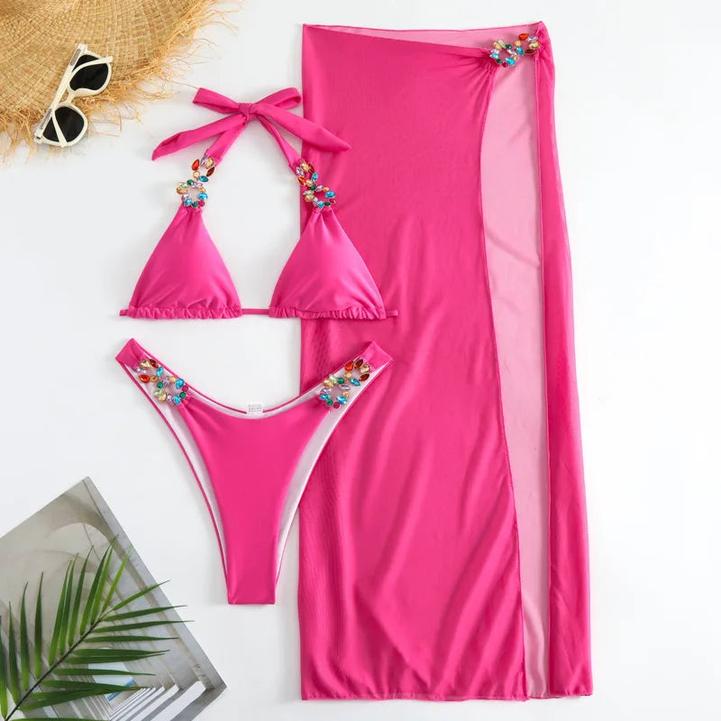 Women's Rhinestone embellished Bikini Swimwear Swimsuit